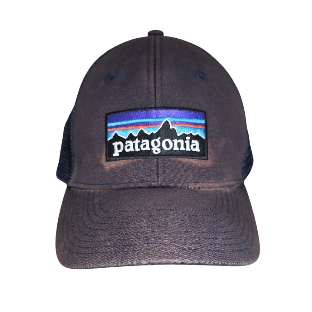 Patagonia P-6 Logo Trucker Hat Sun Fade Distressed Snapback Cap